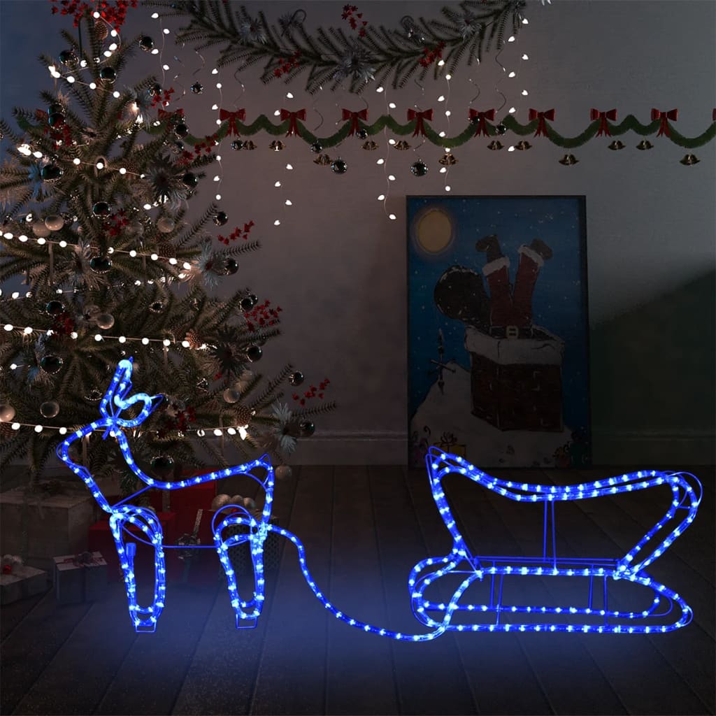 vidaXL Reinsdyr og slede julepynt utendørs 252 lysdioder