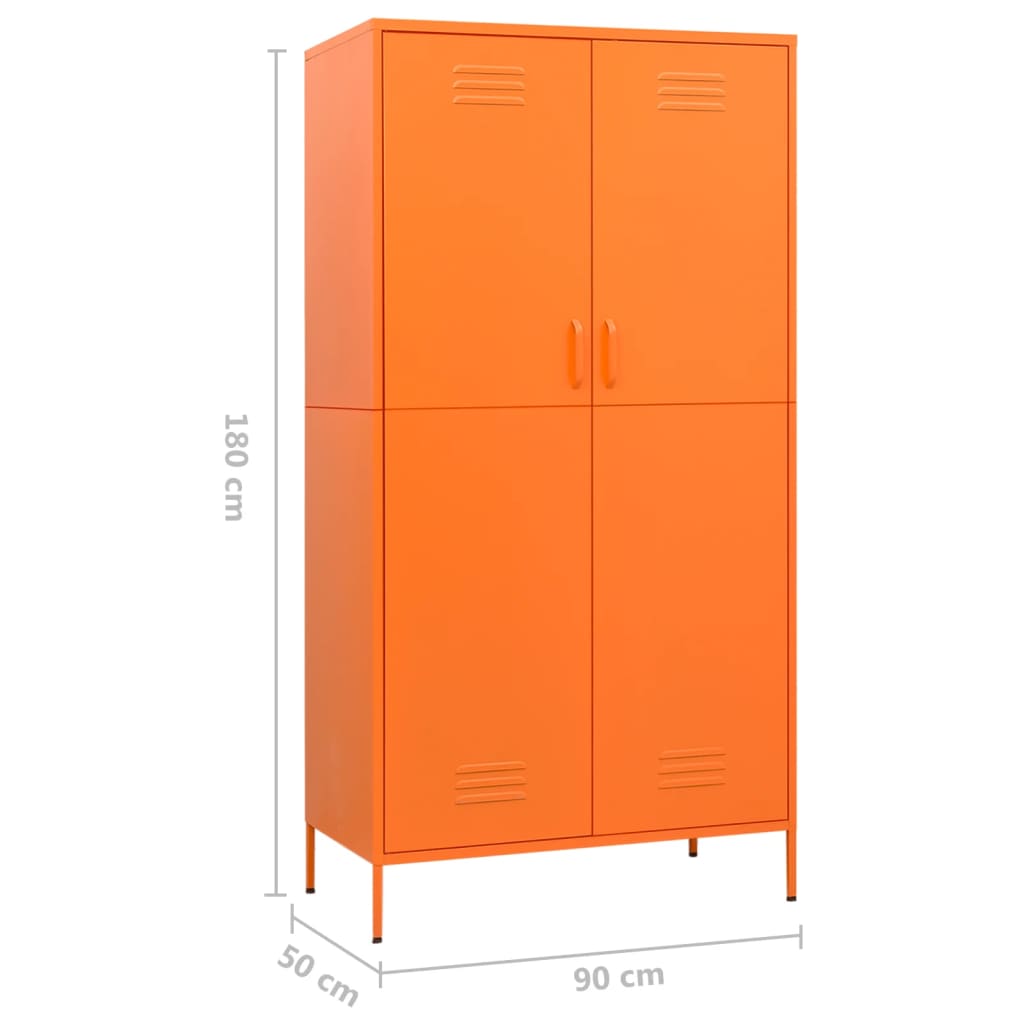 vidaXL Garderobe oransje 90x50x180 cm stål