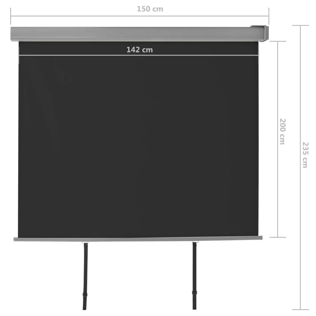 vidaXL Sidemarkise for balkong multifunksjonell 150x200 cm svart