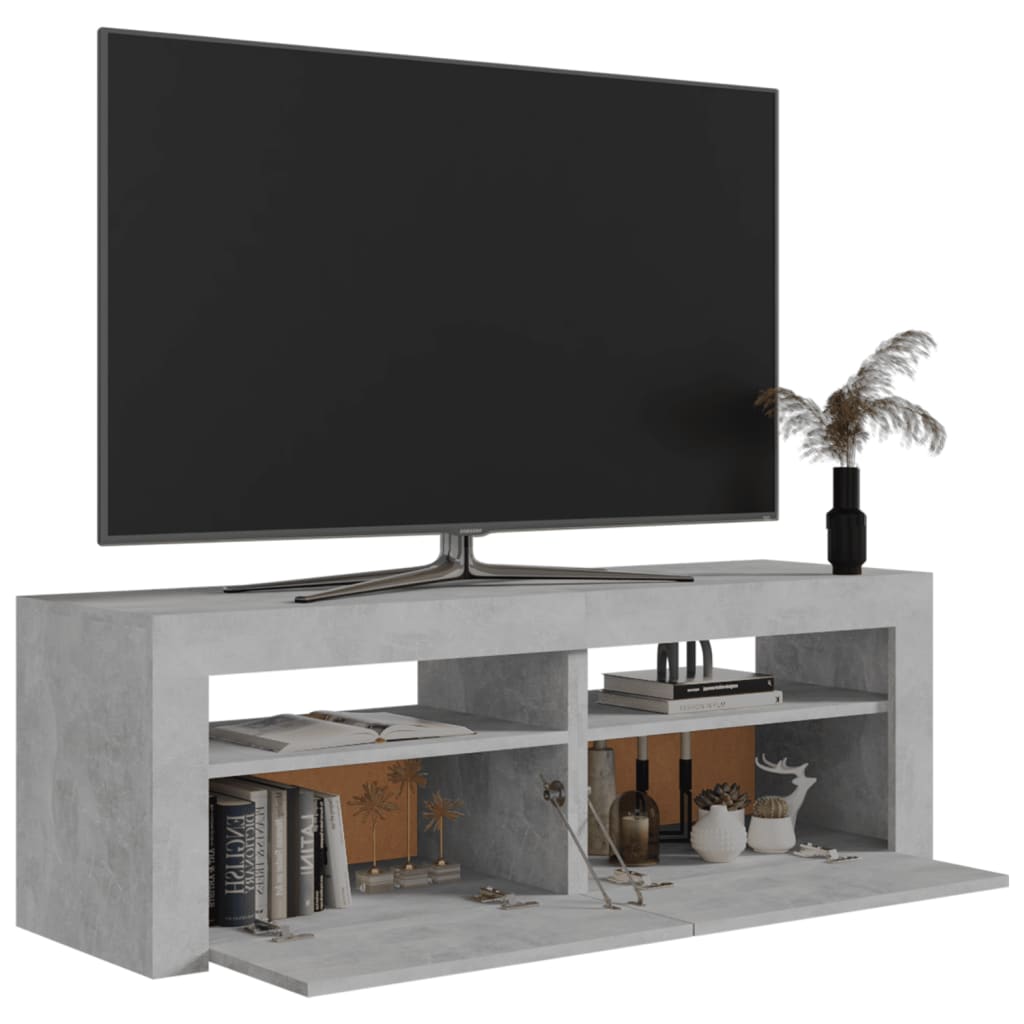 vidaXL TV-benk med LED-lys betonggrå 120x35x40 cm