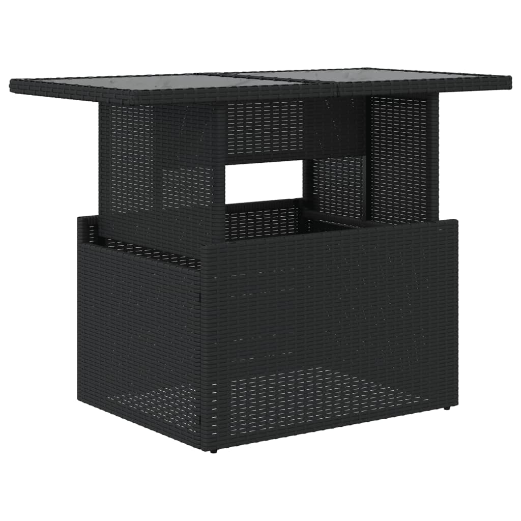 vidaXL Hagebord med glassplate svart 100x55x73 cm polyrotting