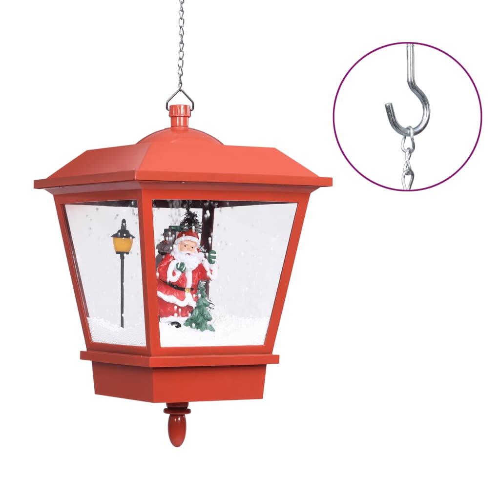 vidaXL Hengende julelampe med LED-lys og julenisse rød 27x27x45 cm