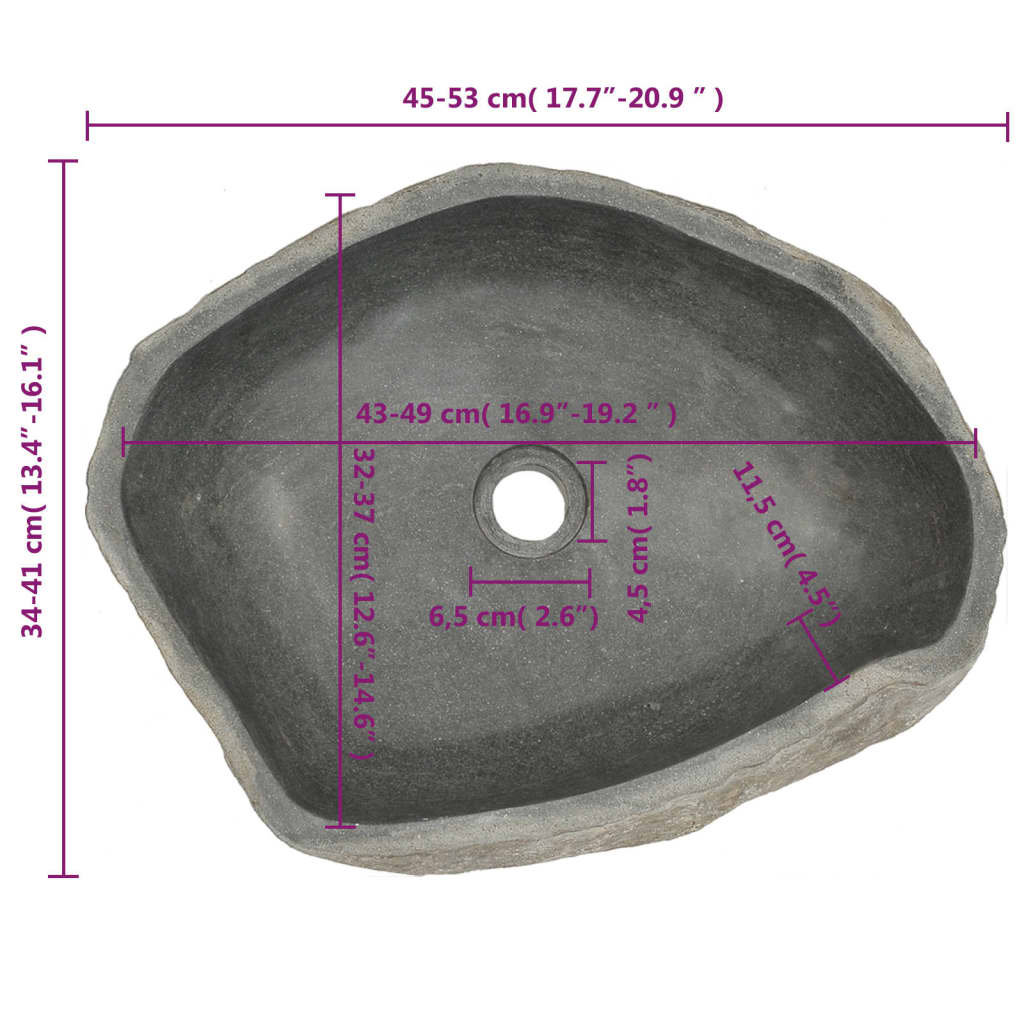 vidaXL Servant oval elvestein 45-53 cm