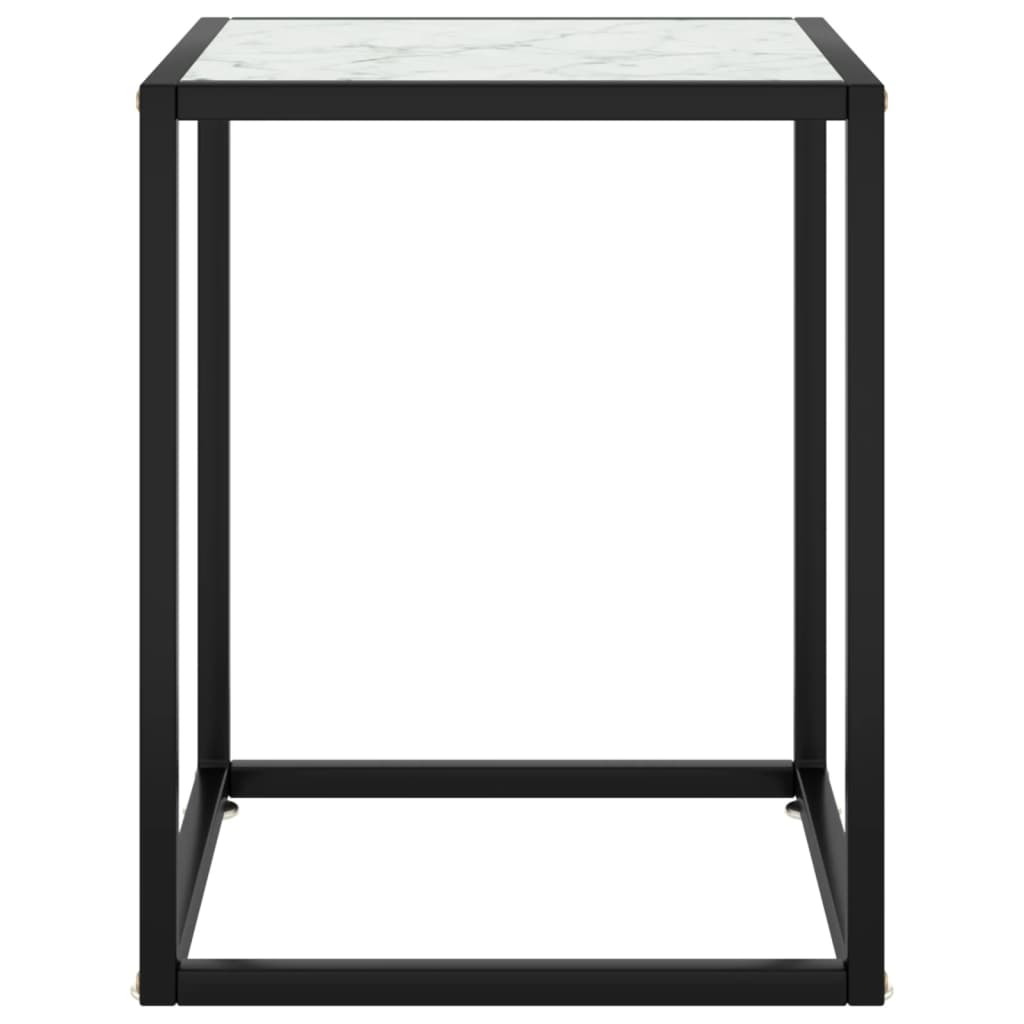 vidaXL Salongbord svart med hvitt marmorglass 40x40x50 cm