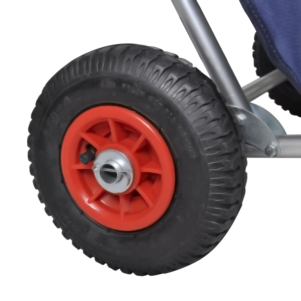 vidaXL Strandtralle med hjul bærbar sammenleggbar blå