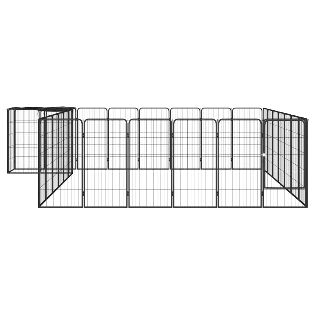 vidaXL Hundegrind med 30 paneler svart 50x100 cm pulverlakkert stål