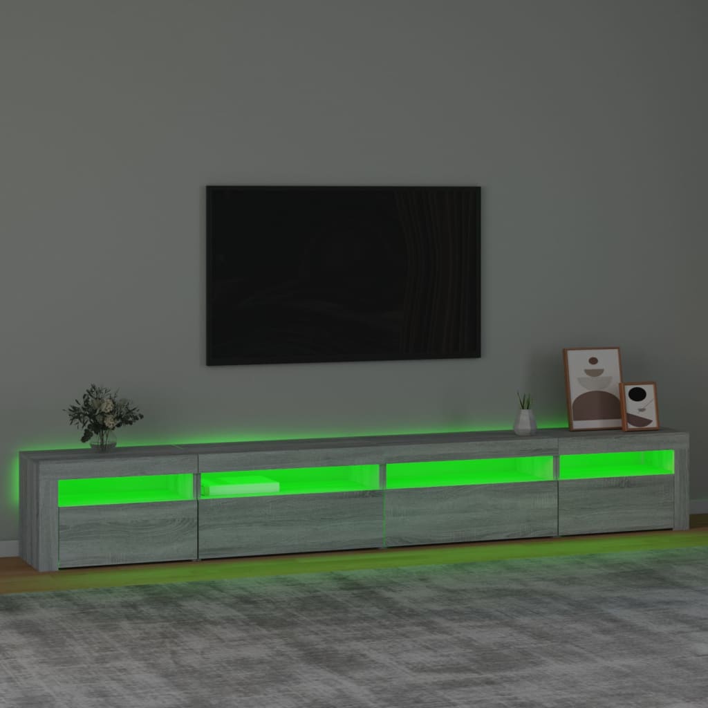 vidaXL TV-benk med LED-lys grå sonoma 270x35x40 cm