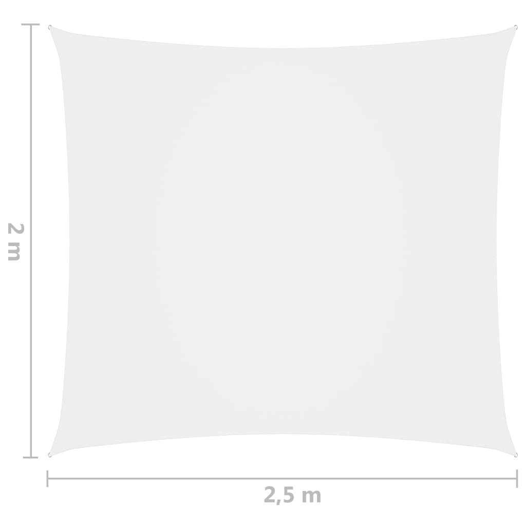 vidaXL Solseil oxfordstoff rektangulær 2x2,5 m hvit