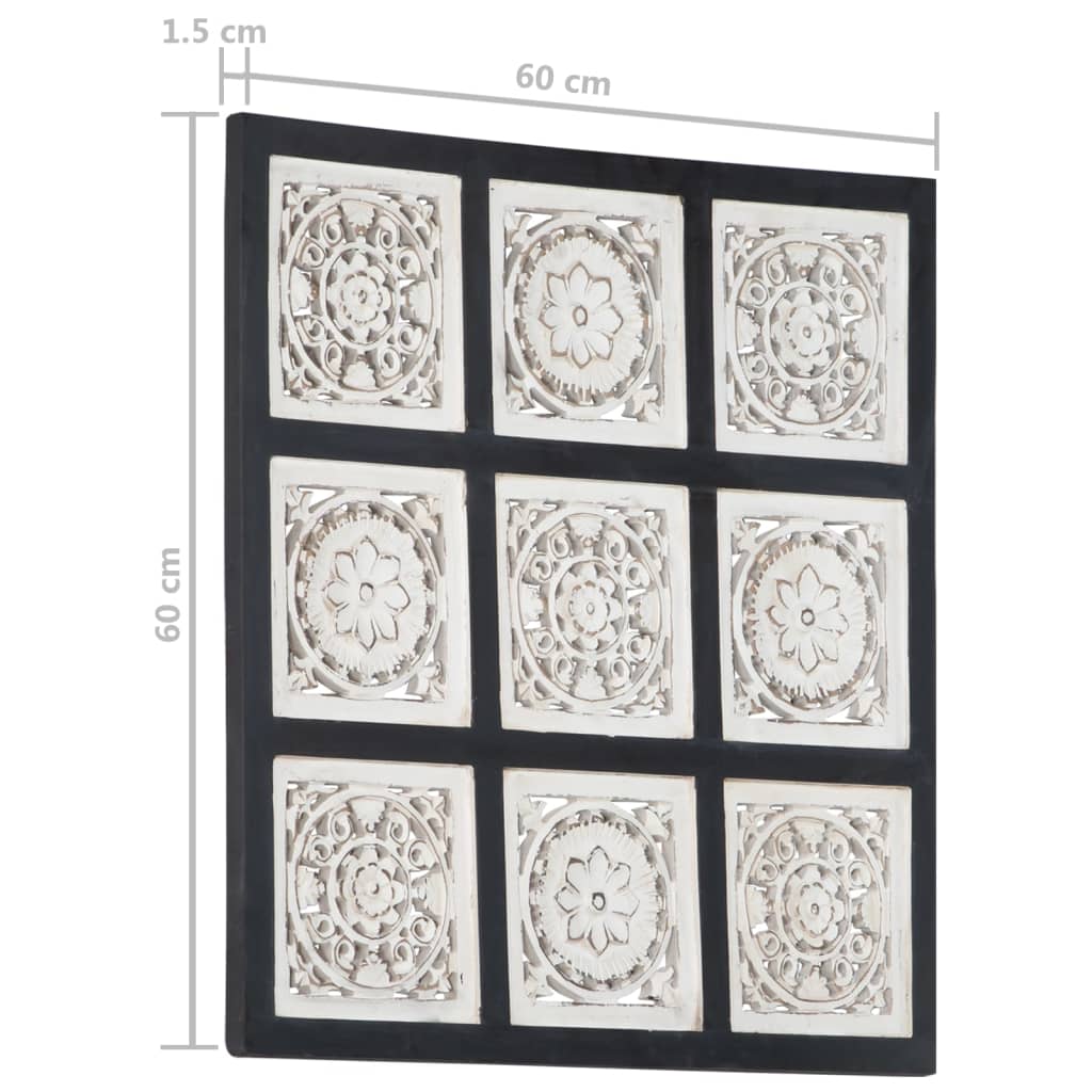 vidaXL Håndskåret veggpanel MDF 60x60x1,5 cm svart og hvit