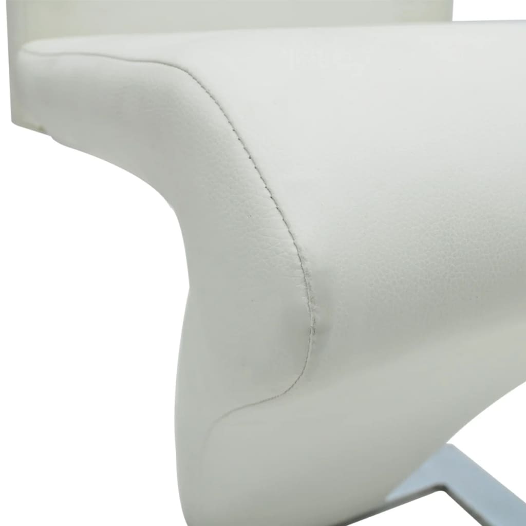 vidaXL Spisestoler 4 stk hvit kunstig skinn