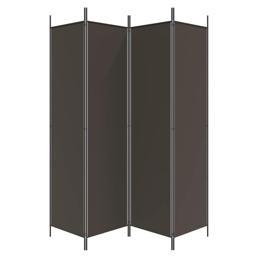 vidaXL Romdeler med 4 paneler brun 200x200 cm stoff