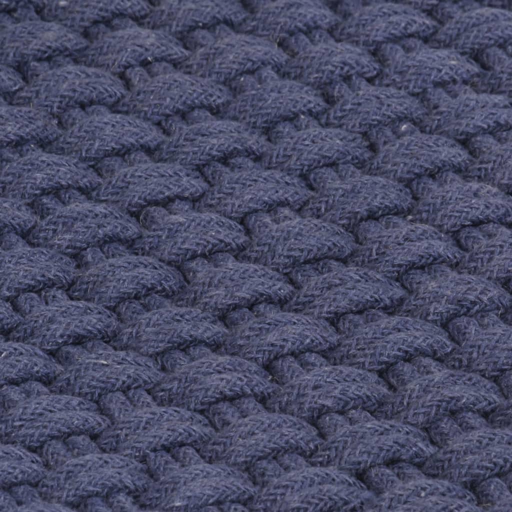 vidaXL Teppe rektangulær marineblå 160x230 cm bomull