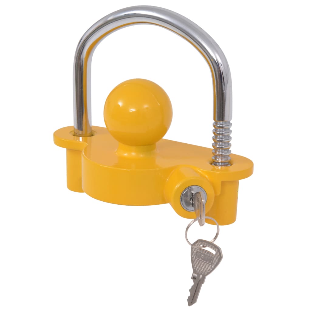 vidaXL Tilhengerlås med 2 nøkler stål og aluminiumlegering gul