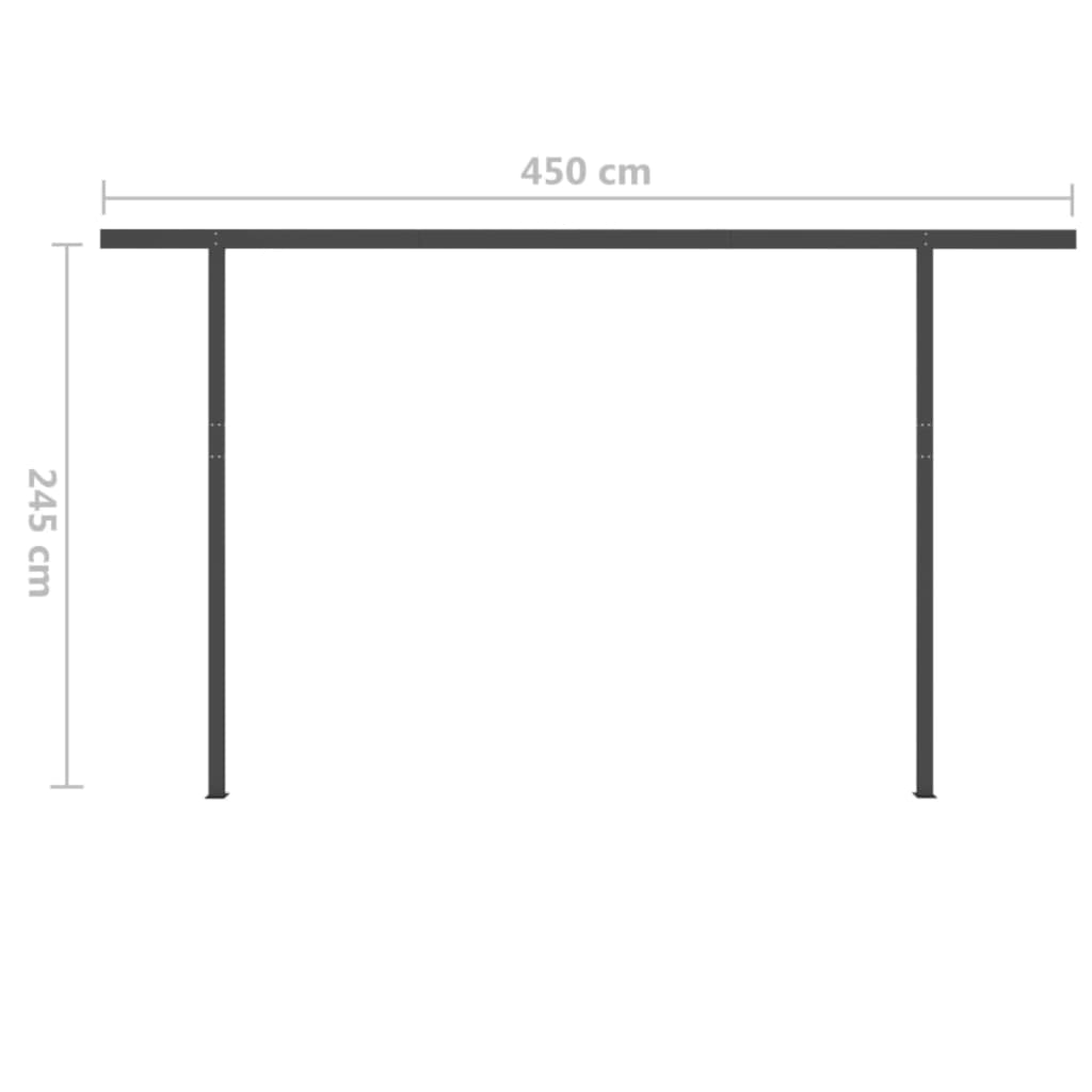 vidaXL Manuell uttrekkbar markise med stolper 4,5x3 m antrasitt