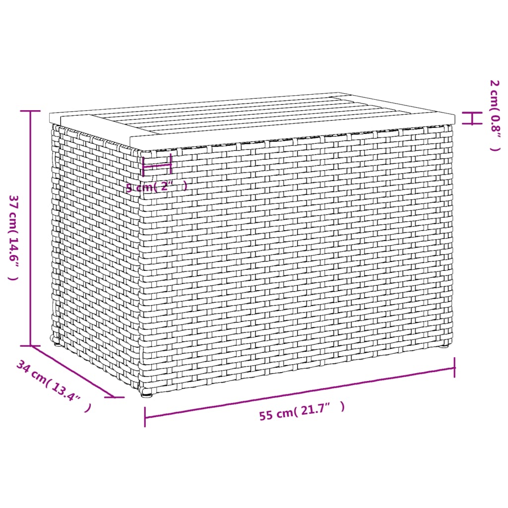 vidaXL Hagebord 2 stk svart 55x34x37 cm polyrotting heltre