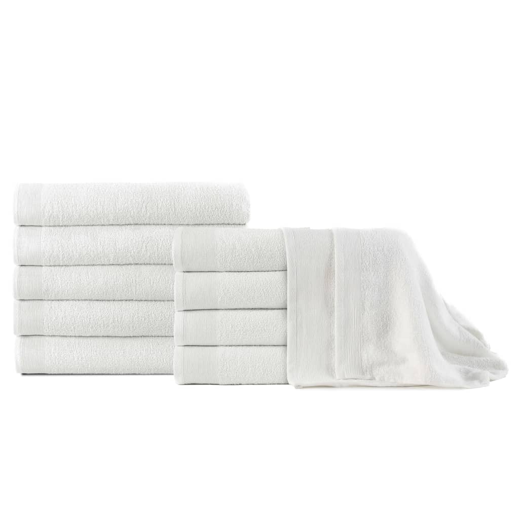 vidaXL Badehåndklær 10 stk bomull 350 g/m² 100x150 cm hvit
