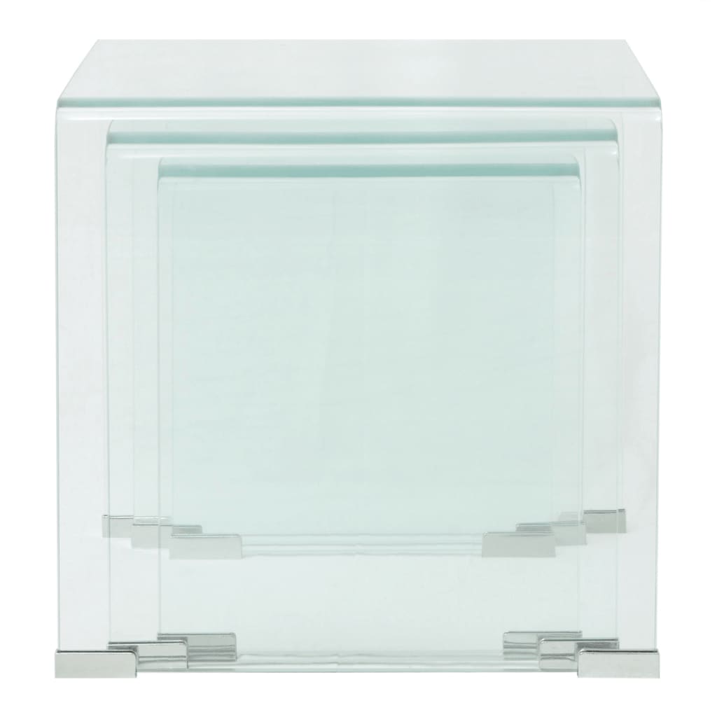 vidaXL Tredelt settbord i temperert glass klar
