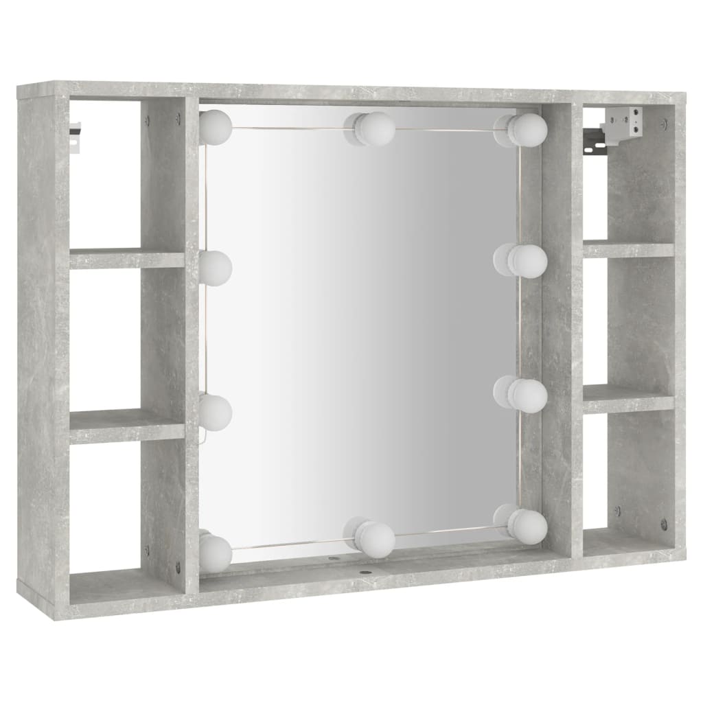 vidaXL Speilskap med LED betonggrå 76x15x55 cm