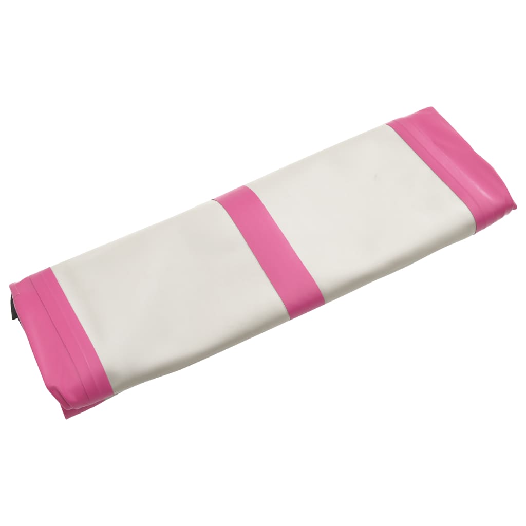 vidaXL Oppblåsbar gymnastikkmatte med pumpe 400x100x20 cm PVC rosa