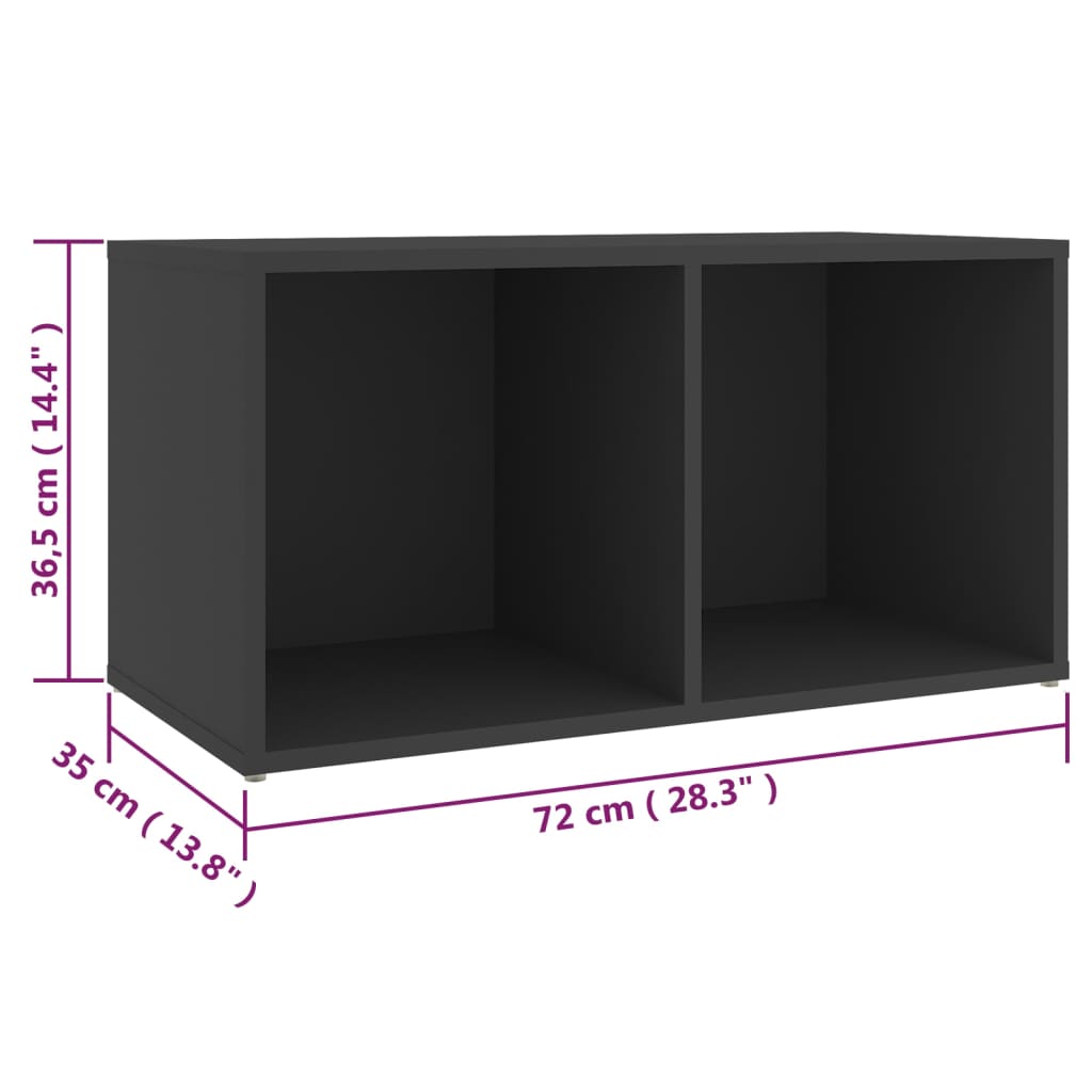vidaXL TV-benker 2 stk grå 72x35x36,5 cm sponplate