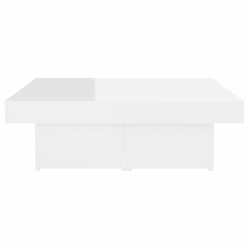 vidaXL Salongbord høyglans hvit 90x90x28 cm sponplate
