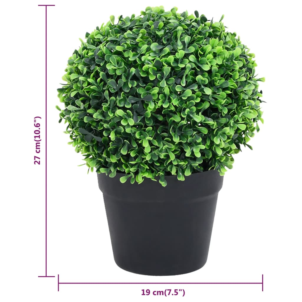 vidaXL Kunstige buksbomplanter med potte 2 stk ballformet 27 cm grønn
