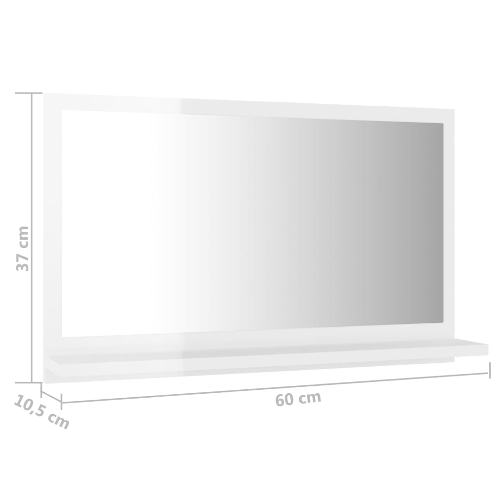 vidaXL Baderomsspeil høyglans hvit 60x10,5x37 cm sponplate