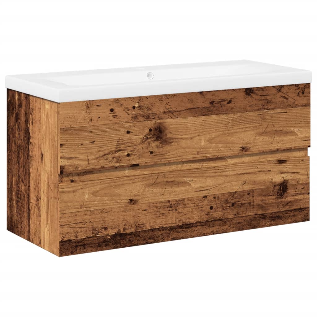 vidaXL Vaskskap med innebygd vask gammelt tre 91x39,5x49 cm | vidaXL.no