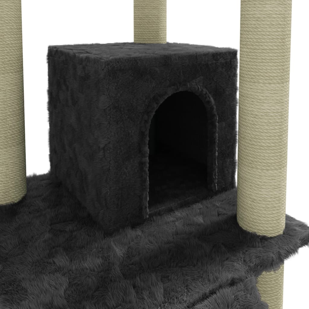 vidaXL Kattetre med klorestolper i sisal mørkegrå 155 cm