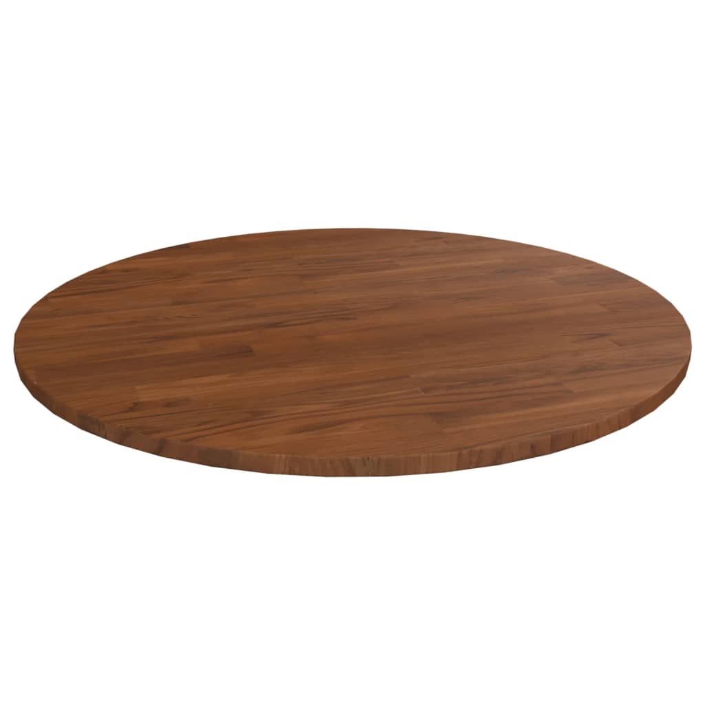 vidaXL Rund bordplate mørkebrun Ø70x1,5 cm behandlet heltre eik