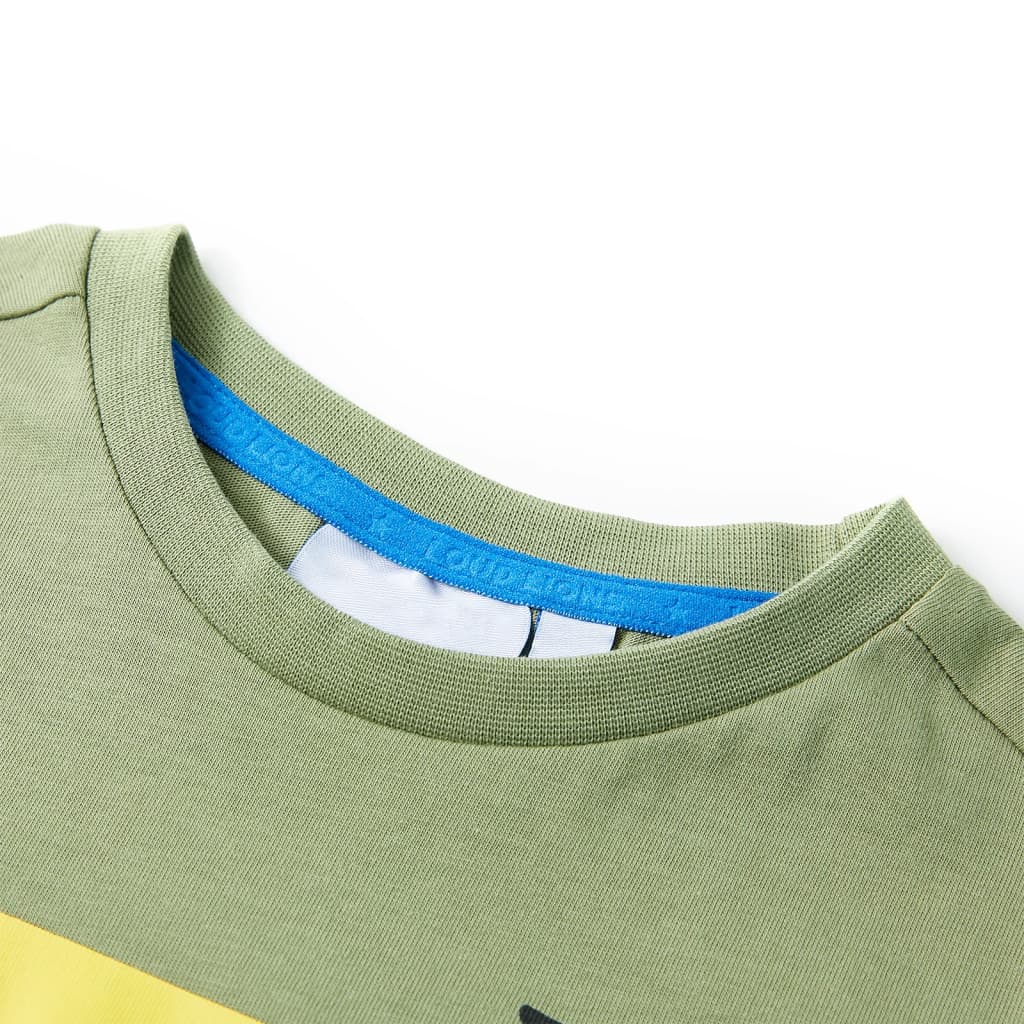 T-skjorte for barn med korte ermer lysekaki 92