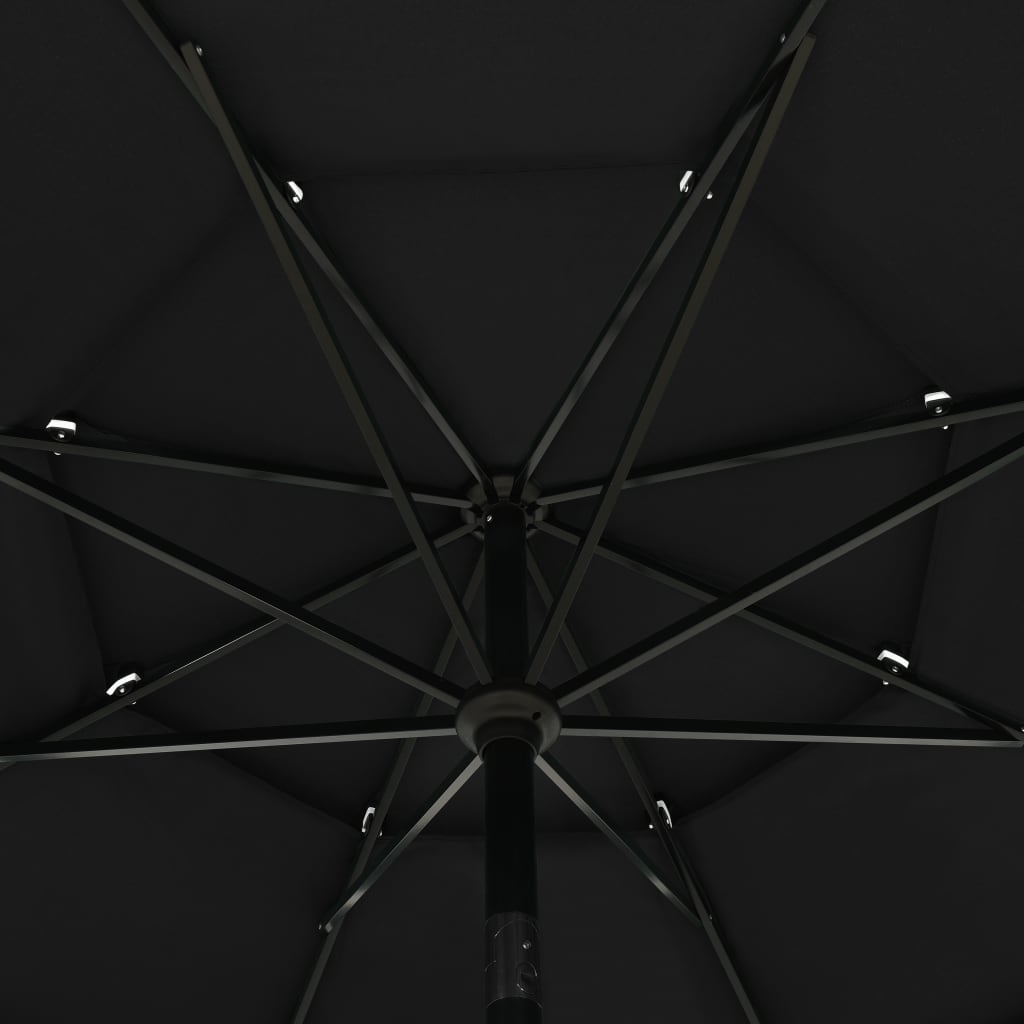 vidaXL Parasoll med aluminiumsstang 3 nivåer 3,5 m svart