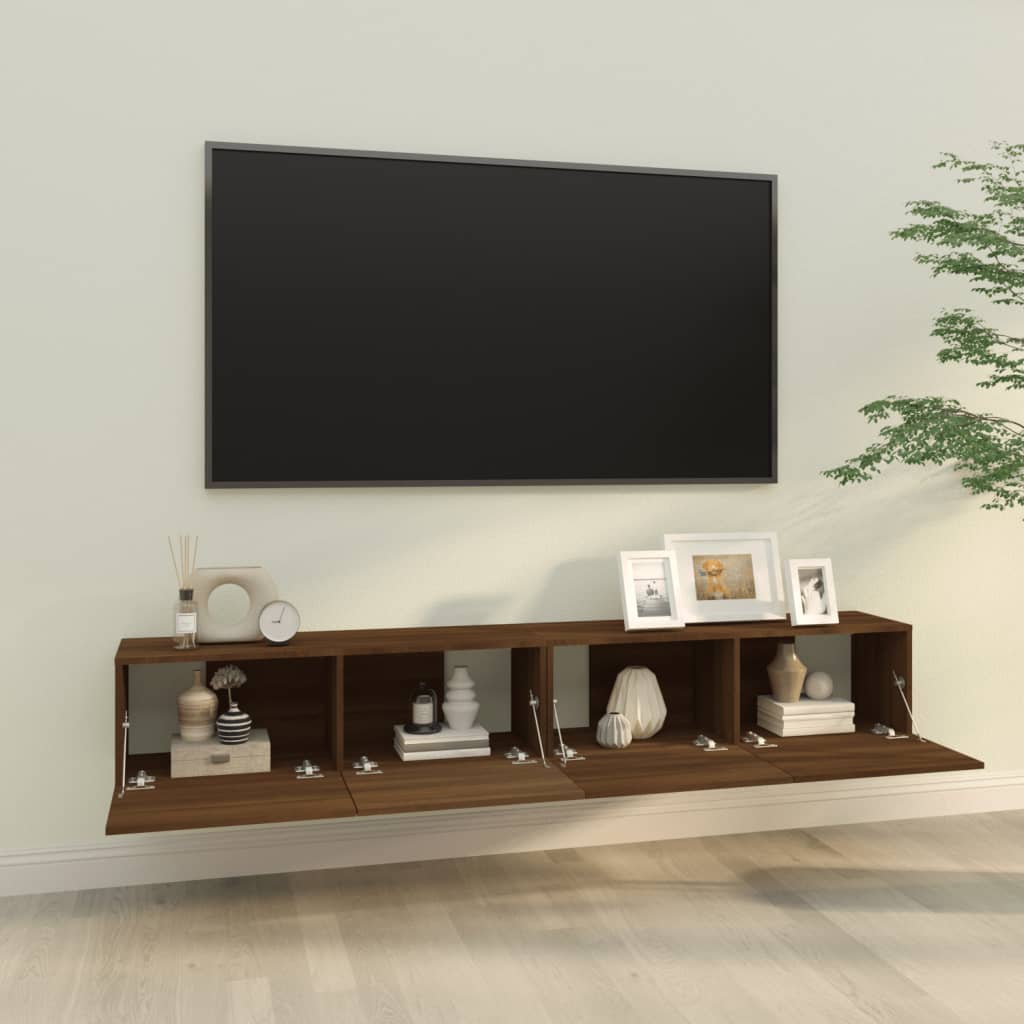 vidaXL Vegghengte TV-benker 2 stk brun eik 100x30x30 cm konstruert tre