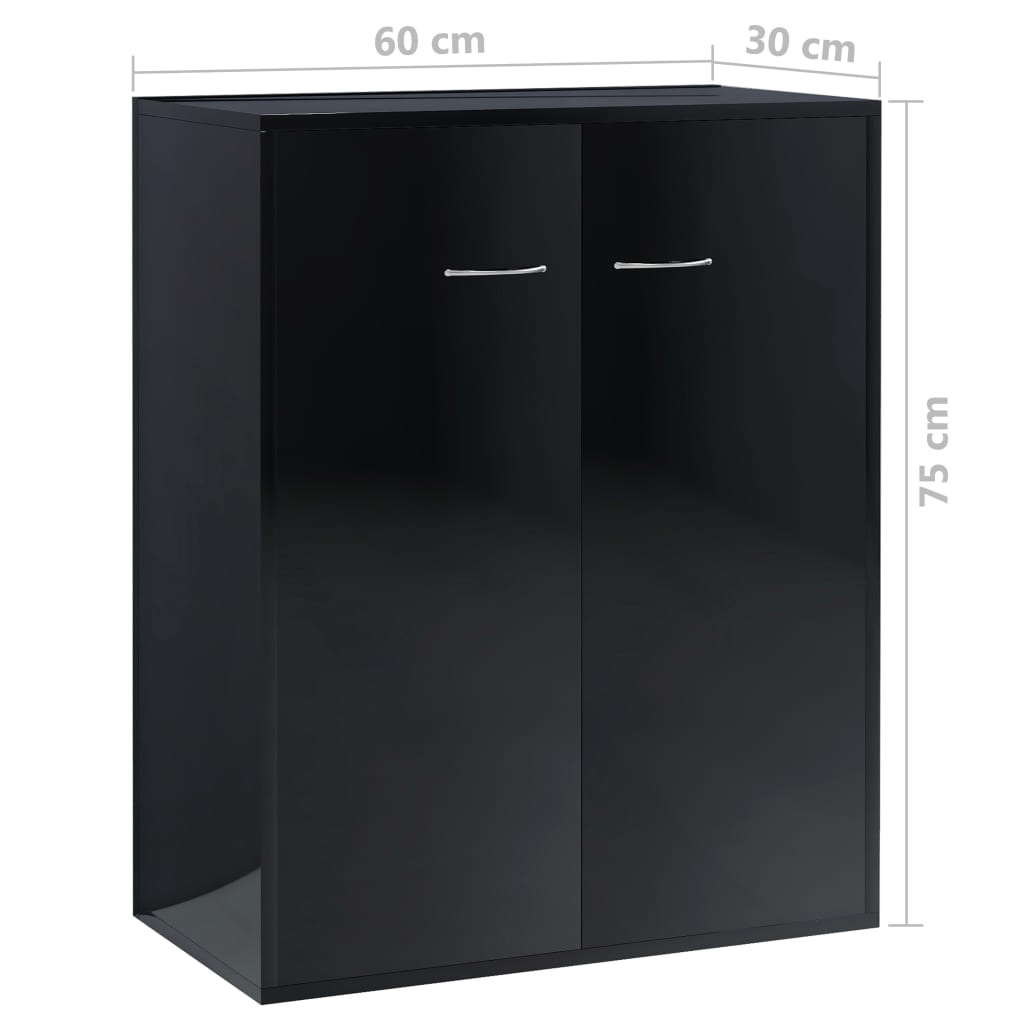 vidaXL Skjenk høyglans svart 60x30x75 cm sponplate