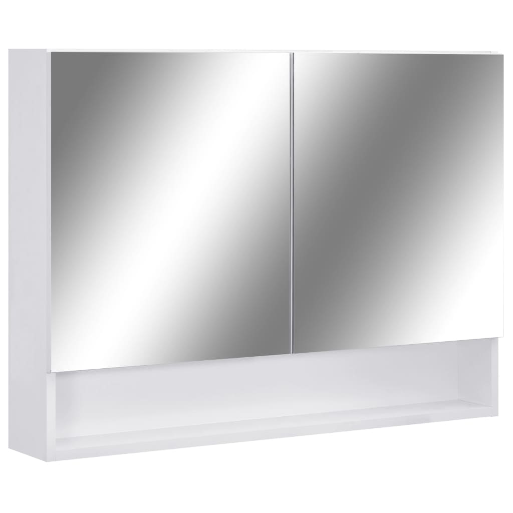 vidaXL Speilskap med LED hvit 80x15x60 cm MDF