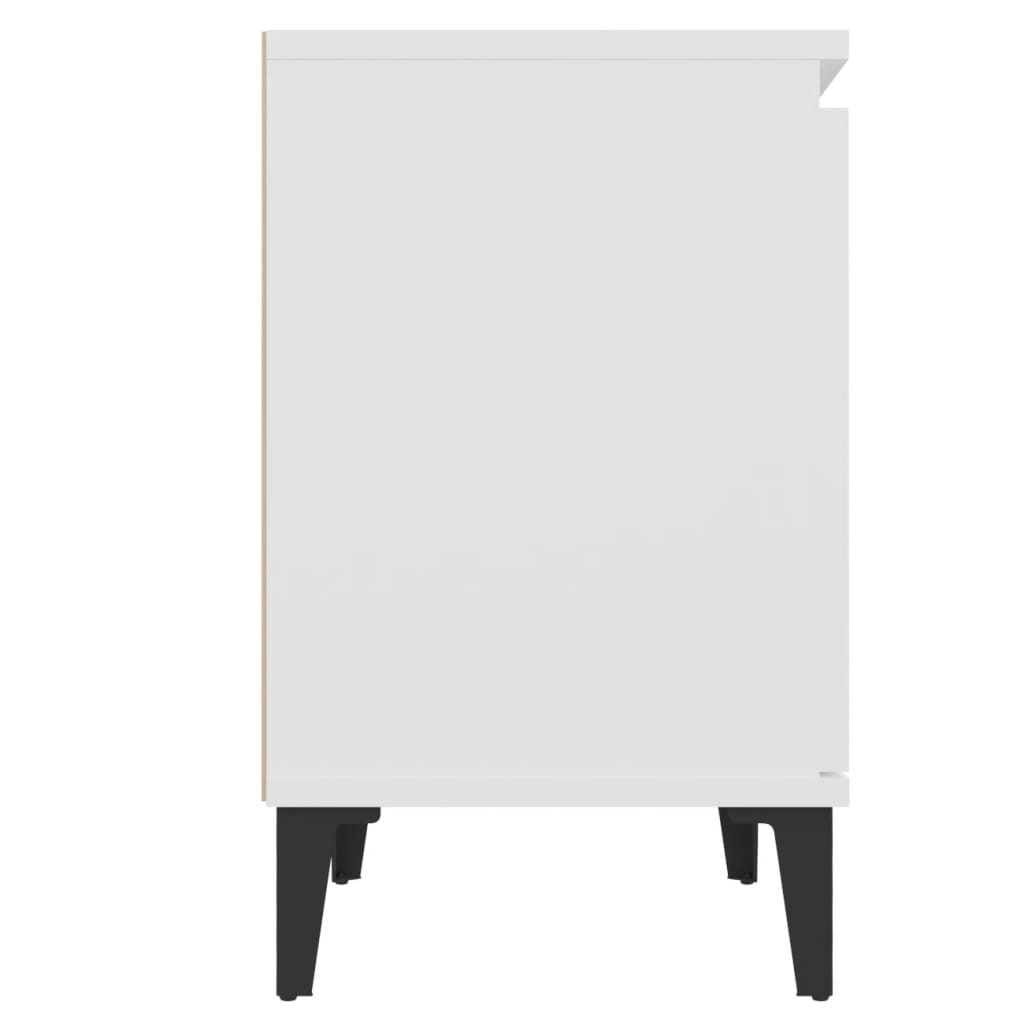 vidaXL Nattbord med metallben hvit 40x30x50 cm