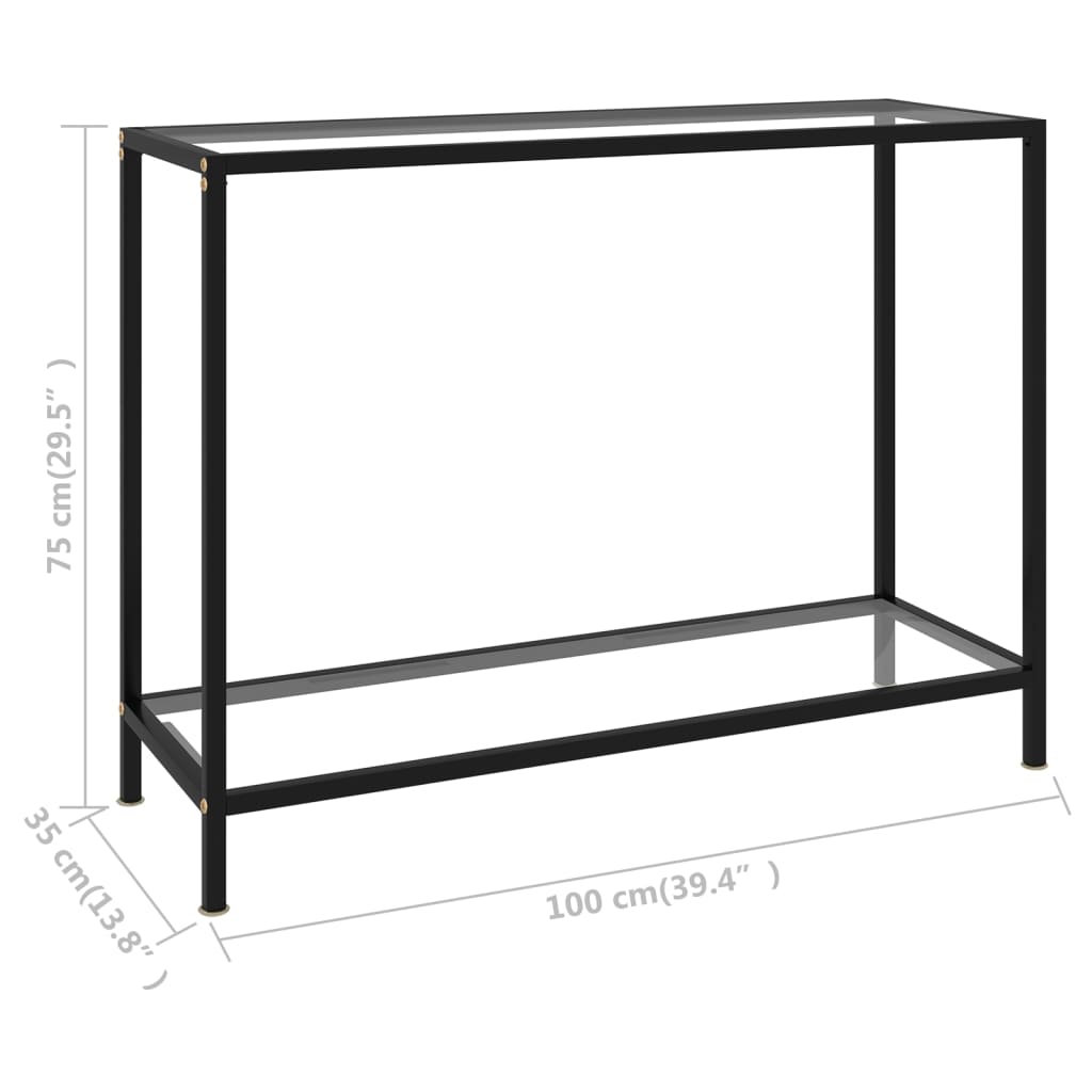 vidaXL Konsollbord gjennomsiktig 100x35x75 cm herdet glass