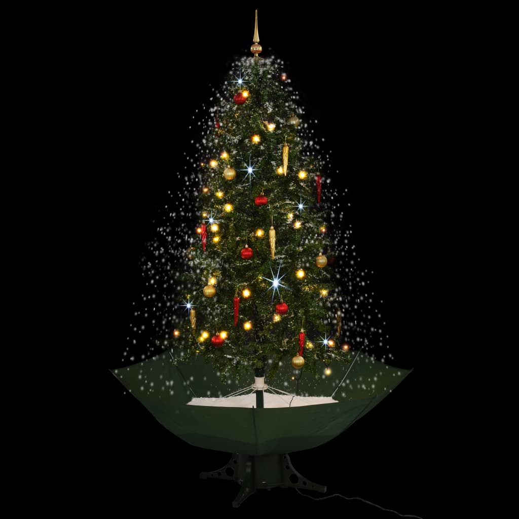 vidaXL Kunstig juletre med snø og paraplybase grønn 190 cm
