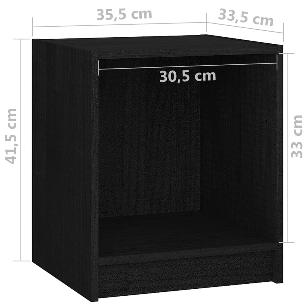 vidaXL Nattbord 35,5x33,5x41,5 cm heltre furu svart