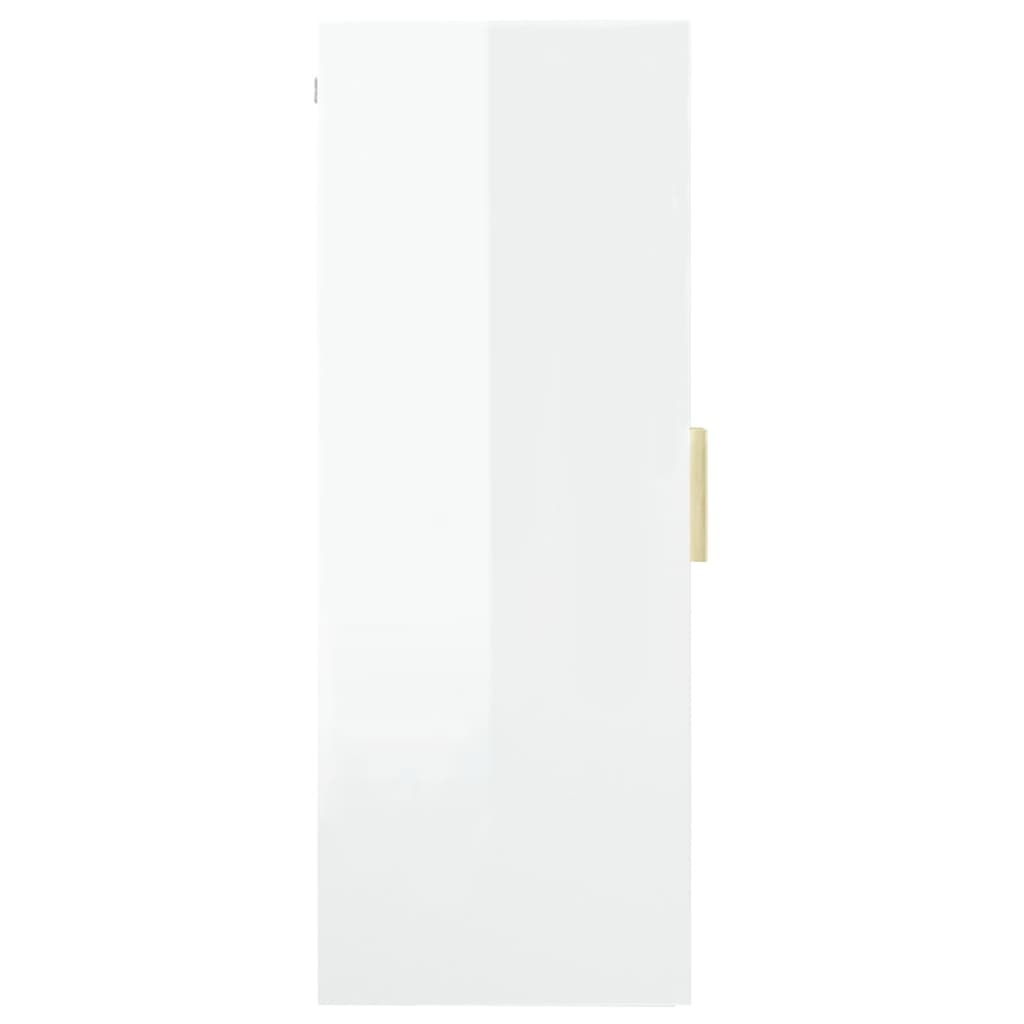 vidaXL Hengende veggskap høyglans hvit 69,5x34x90 cm