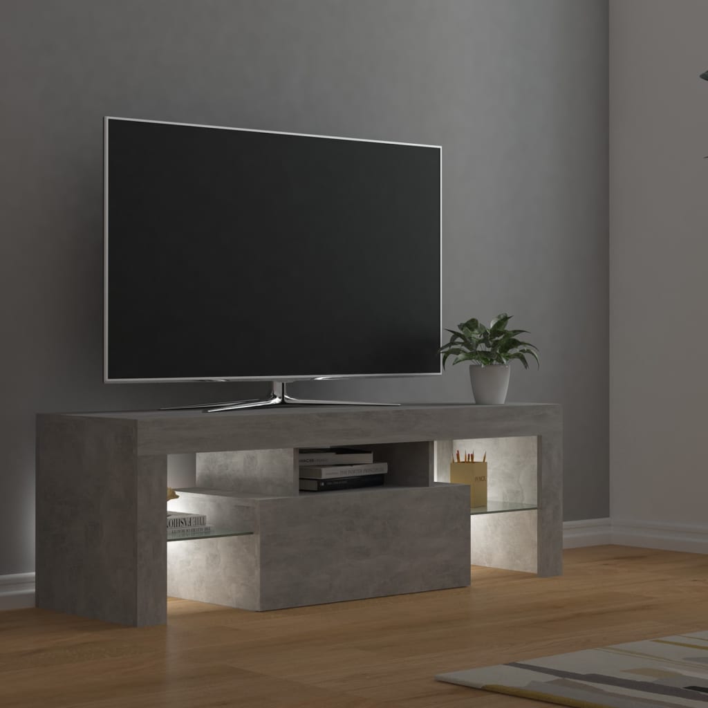 vidaXL TV-benk med LED-lys betonggrå 120x35x40 cm