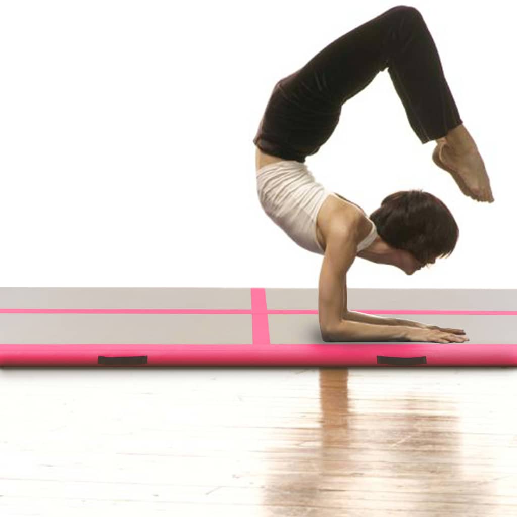 vidaXL Oppblåsbar gymnastikkmatte med pumpe 600x100x10 cm PVC rosa