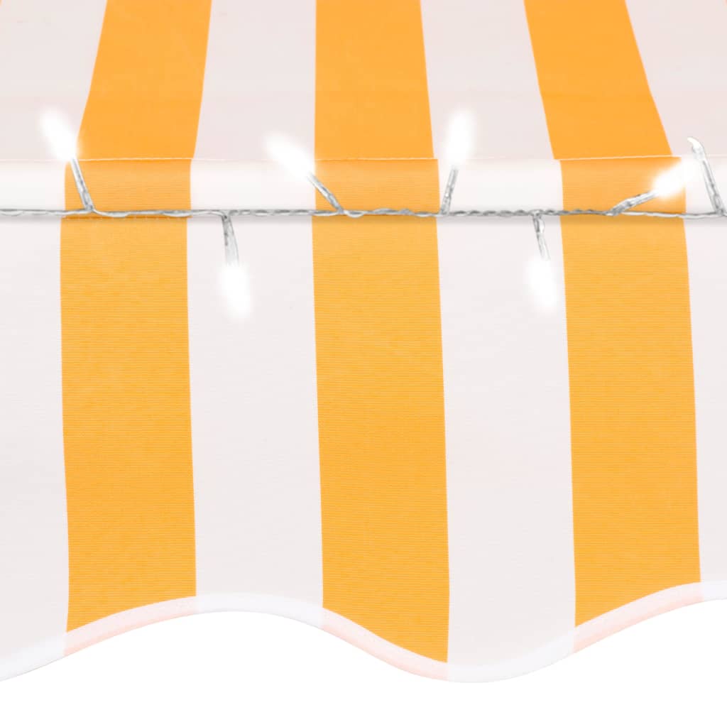 vidaXL Manuell uttrekkbar markise med LED 350 cm hvit og oransje