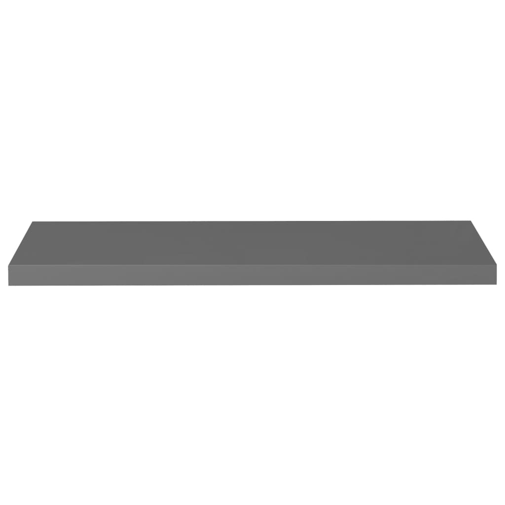 vidaXL Flytende vegghyller 2 stk høyglans grå 90x23,5x3,8 cm MDF