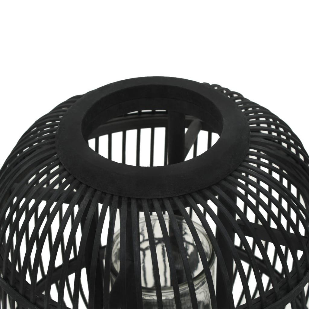 vidaXL Frittstående lanterne for stearinlys bambus svart