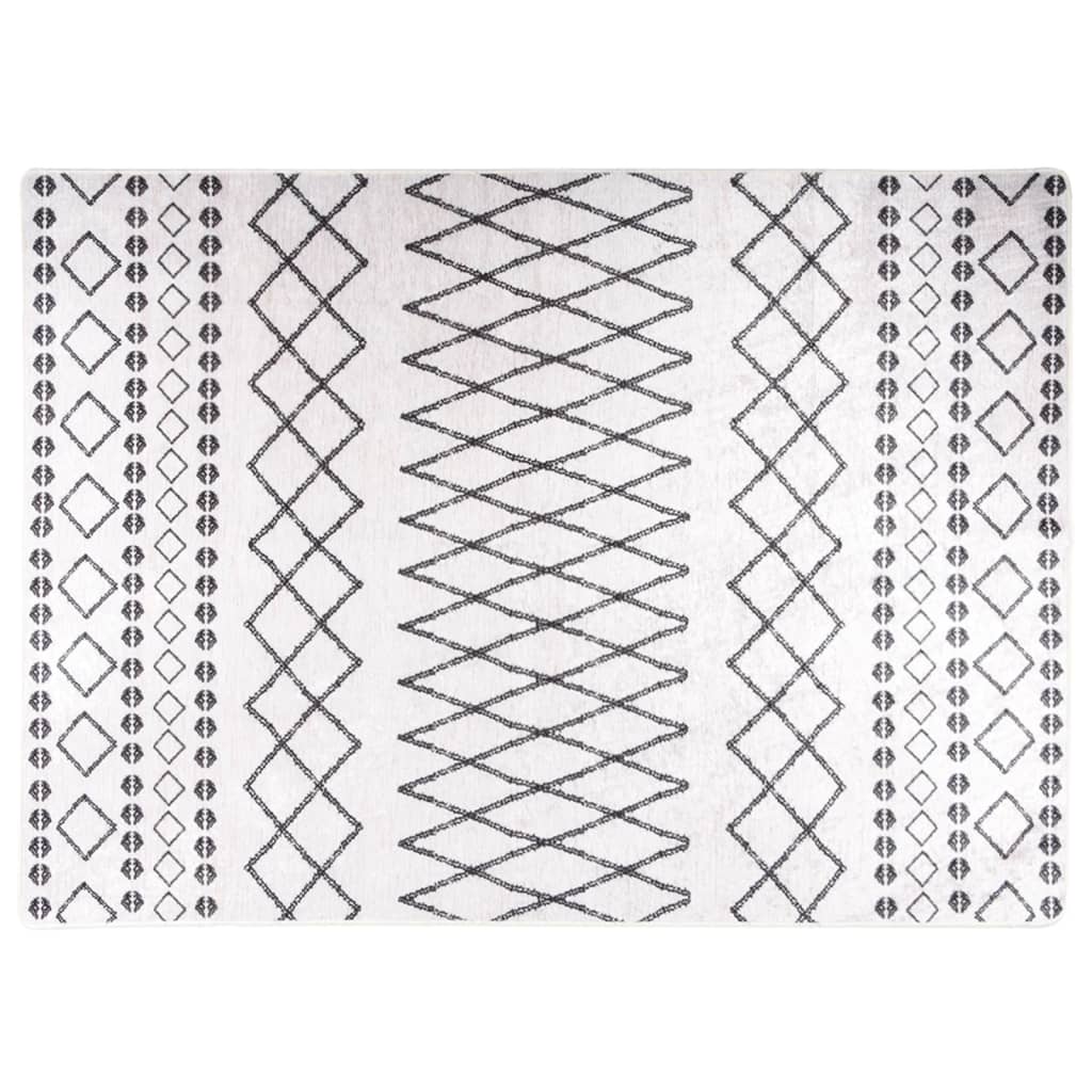 vidaXL Vaskbart teppe 120x180 cm sklisikker svart og hvit