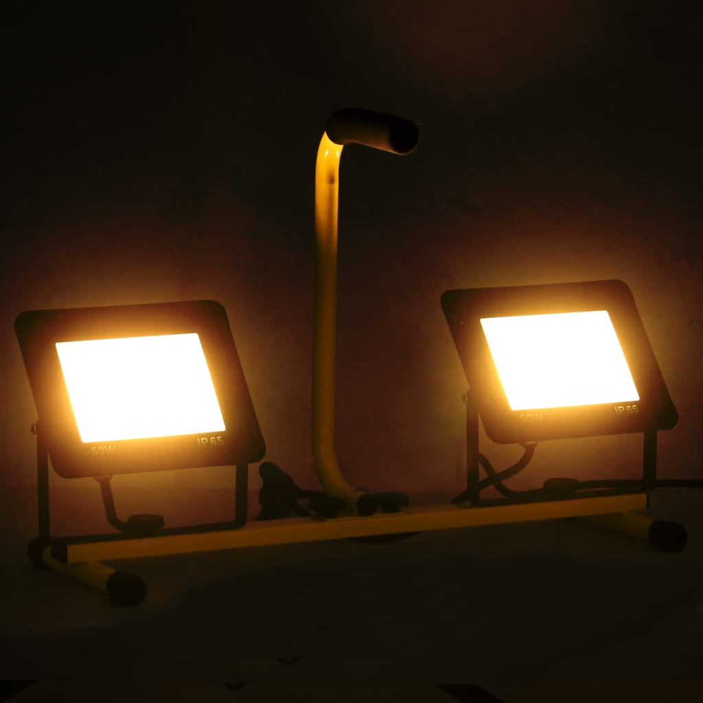 vidaXL LED-flomlys med håndtak 2x50 W varmhvit
