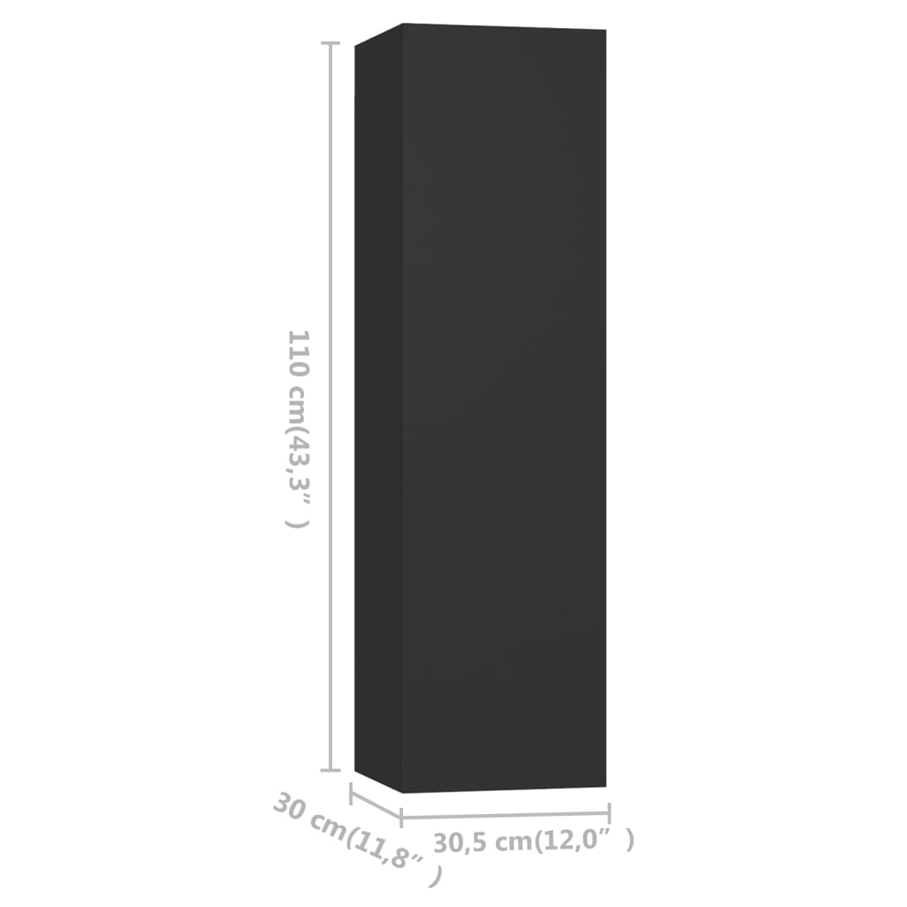 vidaXL TV-benker 4 stk svart 30,5x30x110 cm sponplate