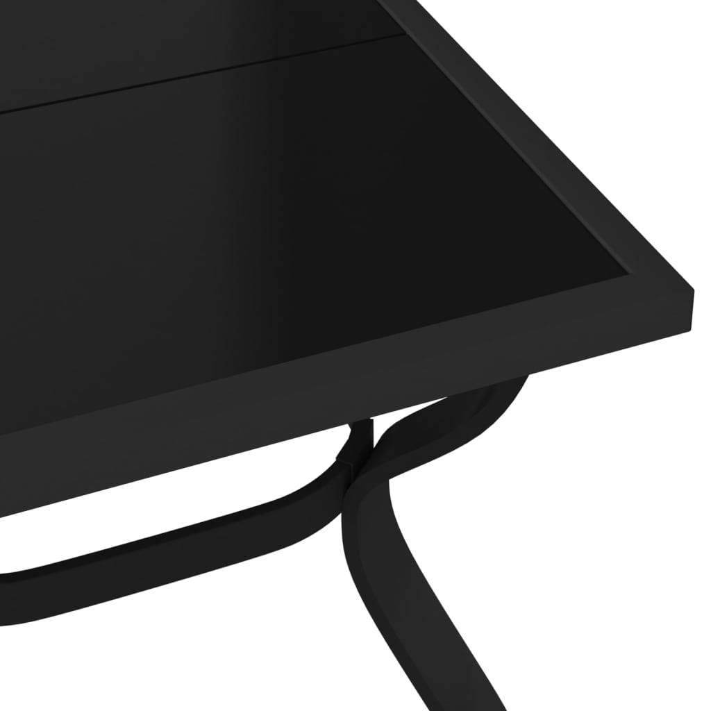 vidaXL Hagebord svart 180x80x70 cm stål og glass