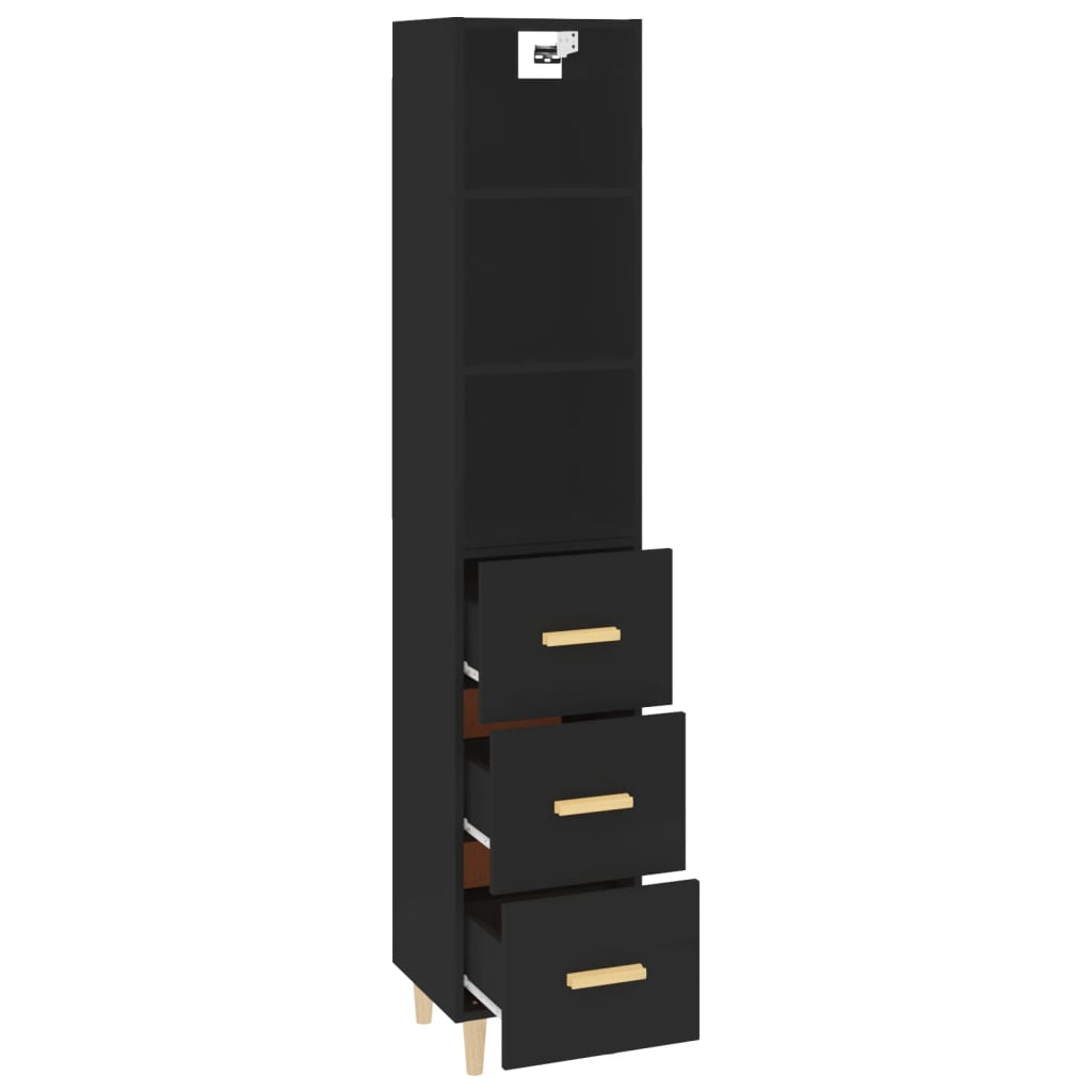 vidaXL Highboard svart 34,5x34x180 cm konstruert tre